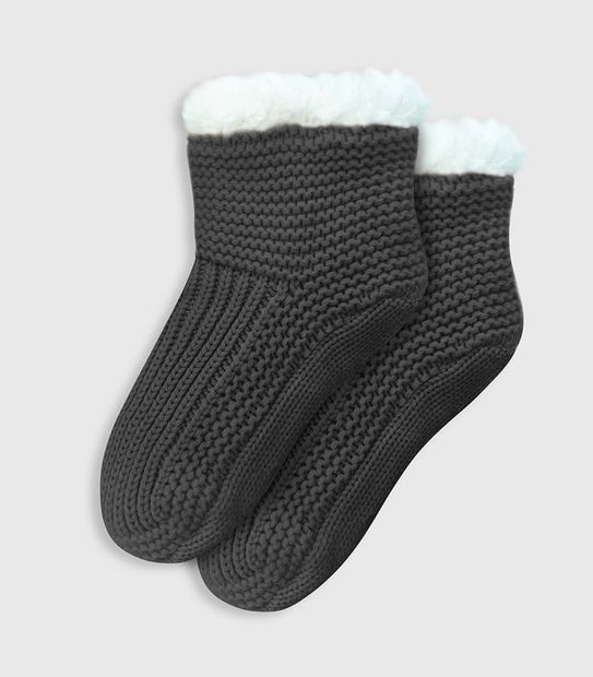 Underworks Heat Bods&trade; Thermal Insulated Socks - 3.8 TOG - Chunky Crochet - Charcoal