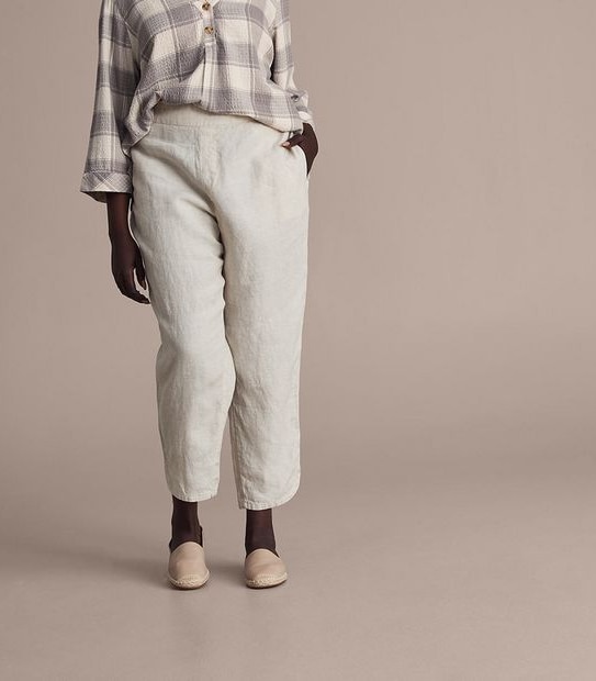 Curve Linen Curved Hem Pants
