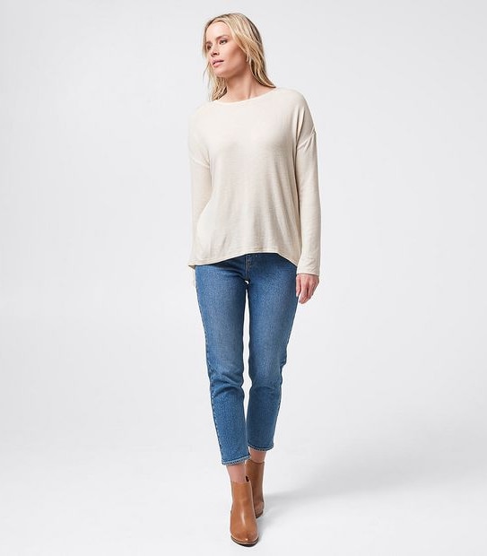 Lily Loves Long Sleeve V-Back Jumper - Oatmeal Marle