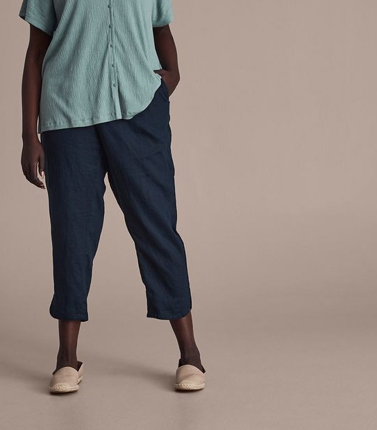 Curve Linen Curved Hem Pants