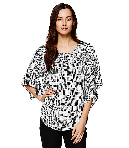 Flutter Sleeve Top - Tetris Print 1 of 5