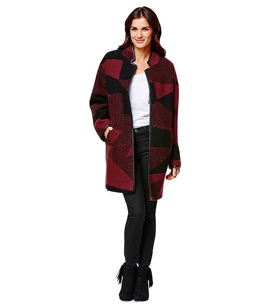 Cocoon Coat - Red / Black