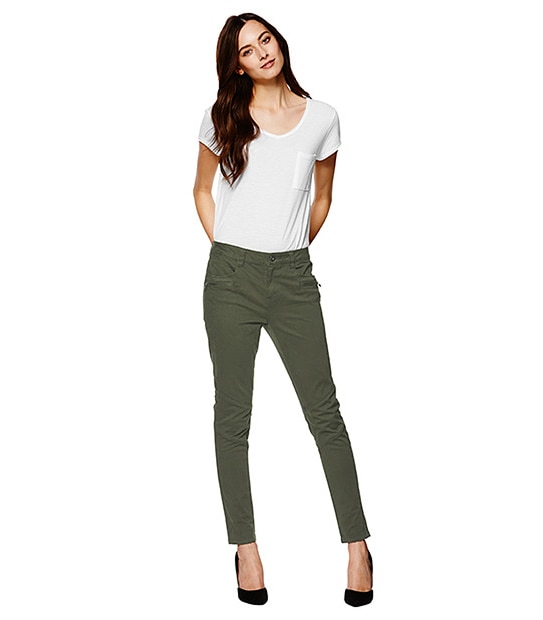 Skinny Panelled Jeans- Khaki