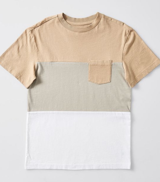 Spliced Washed T-shirt - Neutral/White