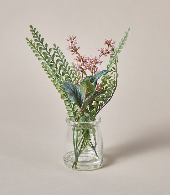 Faux Greenery in Glass Vase