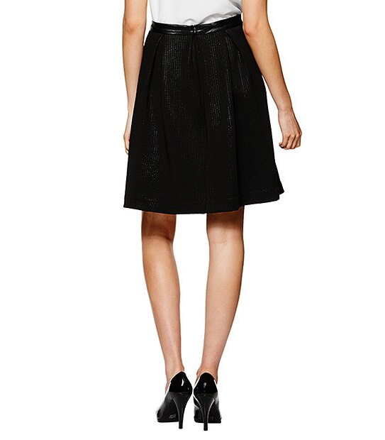 Perforated Flare Skirt - Black