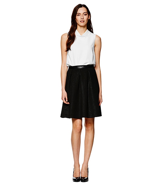 Perforated Flare Skirt - Black