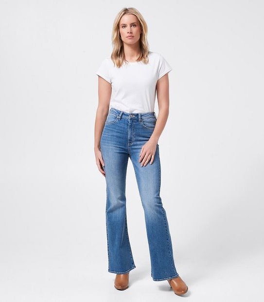 Lily Loves High Rise Flare Jeans - Mid Wash