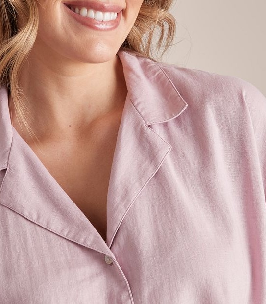 Linen Blend 7/8 Pant and Shirt Sleep Pyjama Set