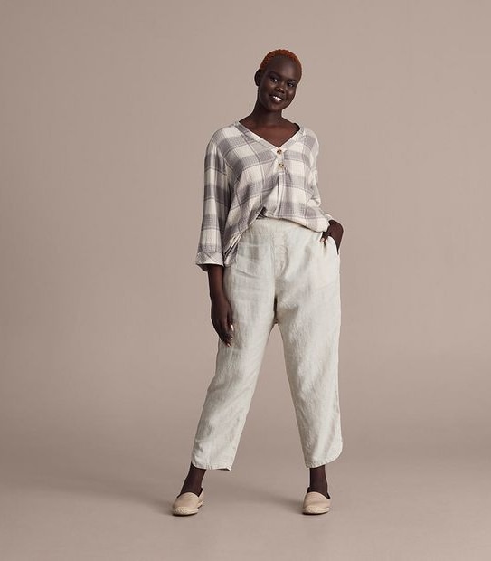 Curve Linen Curved Hem Pants