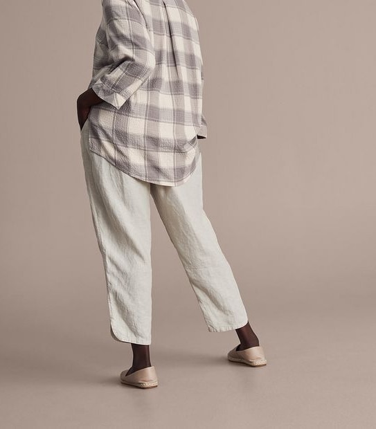 Curve Linen Curved Hem Pants