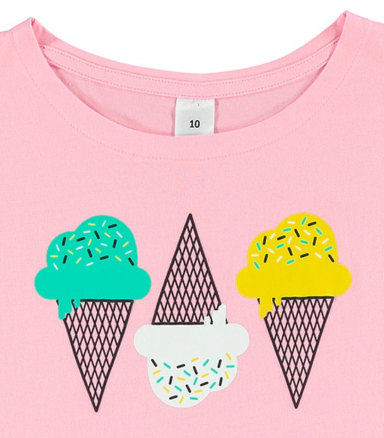 Girls' Short Sleeve Ice Cream Print T-Shirt 3 of 3