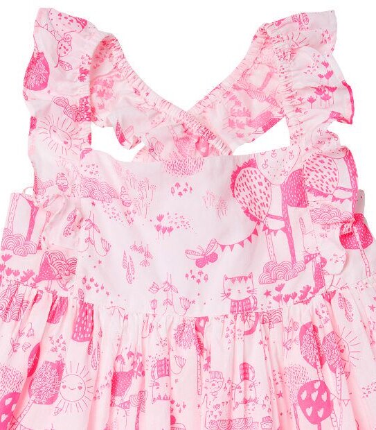 Neon Print Cross Back  Frill Dress
