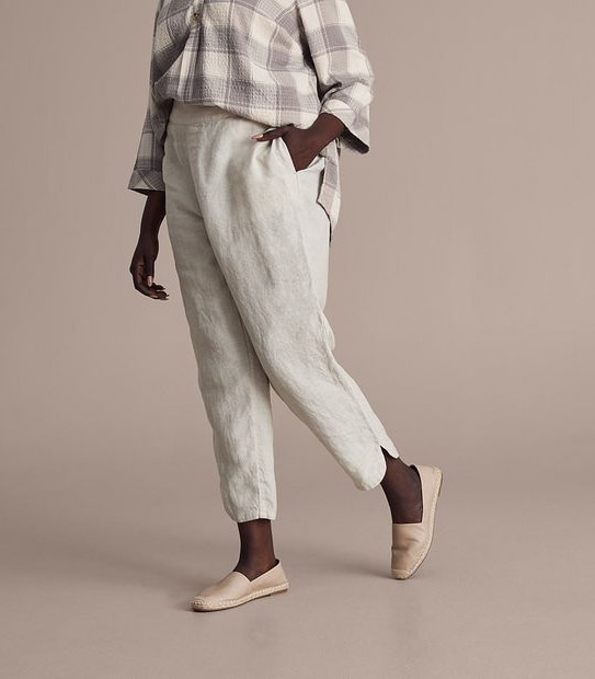 Curve Linen Curved Hem Pants