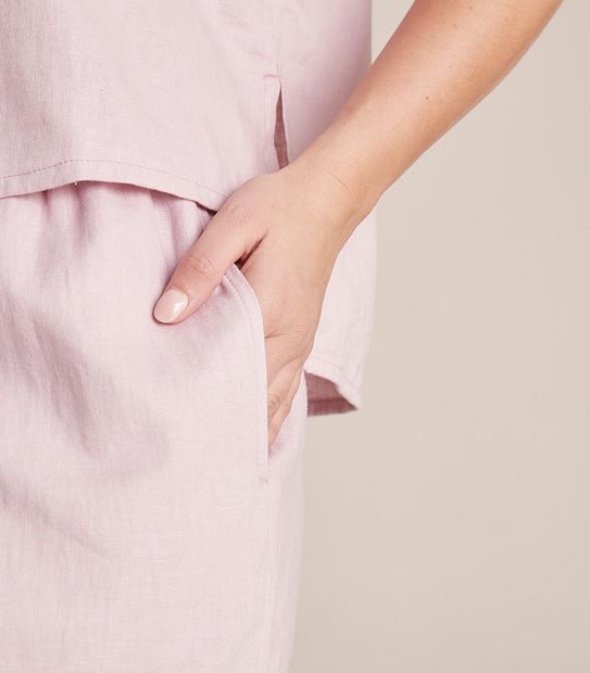 Linen Blend 7/8 Pant and Shirt Sleep Pyjama Set