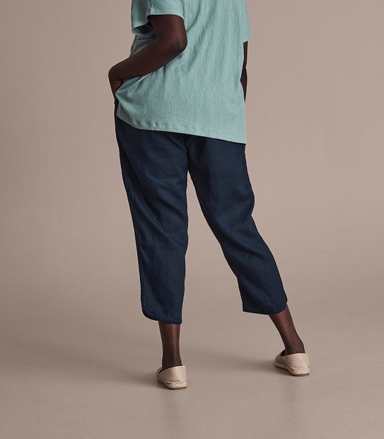 Curve Linen Curved Hem Pants