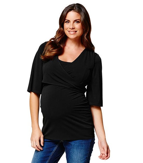 Maternity Wrap Nursing Top - Black