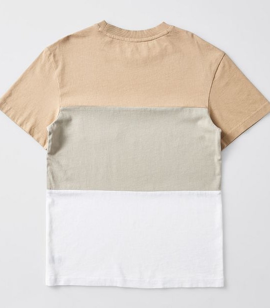 Spliced Washed T-shirt - Neutral/White