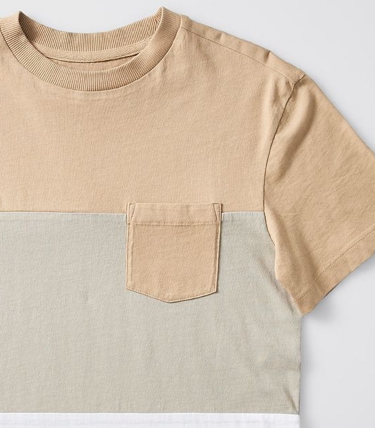 Spliced Washed T-shirt - Neutral/White