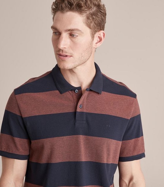 Fashion Block Stripe Polo Top