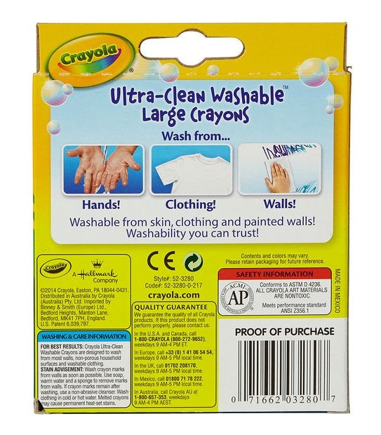 Crayola Large Washable 8 Pack Crayons
