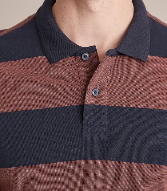 Fashion Block Stripe Polo Top