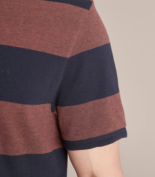 Fashion Block Stripe Polo Top