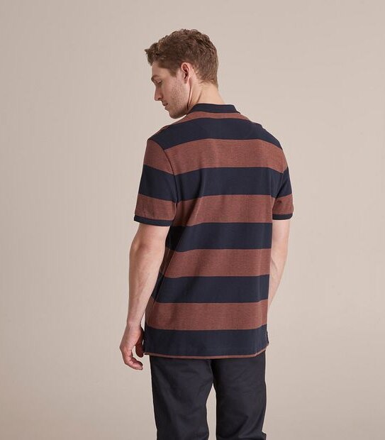 Fashion Block Stripe Polo Top