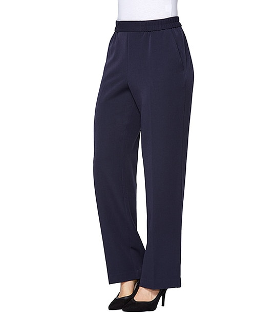 Elastic Waist Wide Leg Pants - Navy