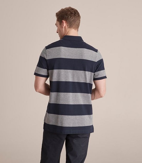 Fashion Block Stripe Polo Top