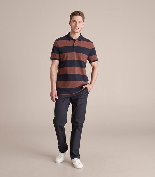 Fashion Block Stripe Polo Top