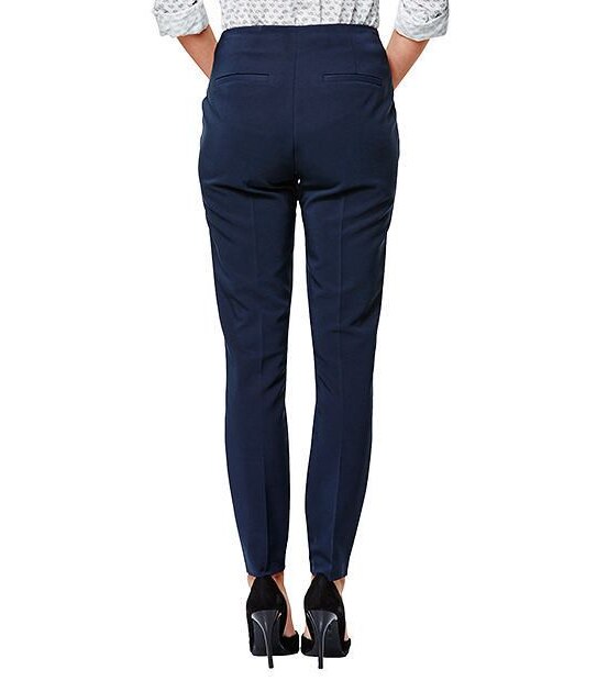 Zip Detail Slim Leg Pants - Navy