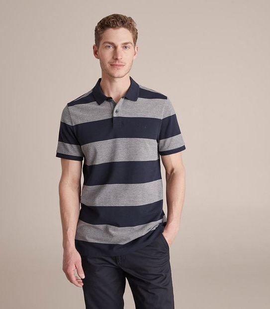 Fashion Block Stripe Polo Top