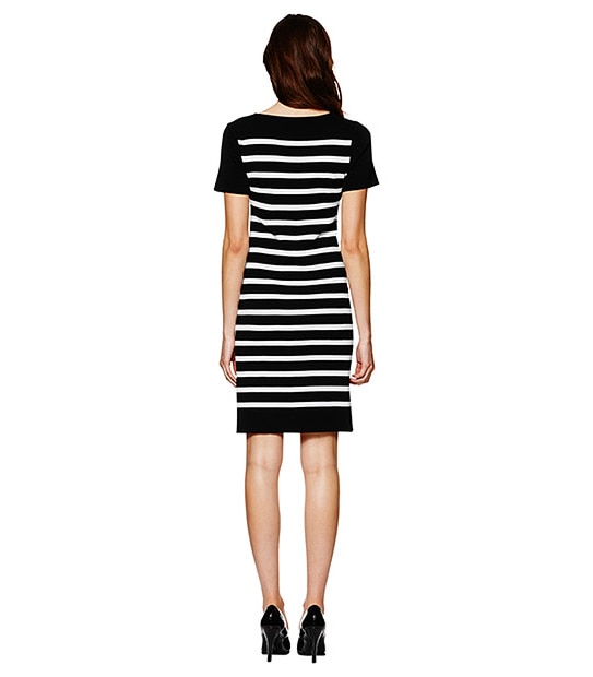 Stripe Knit Dress - Black / White