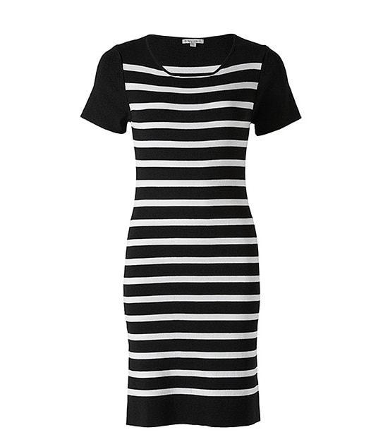Stripe Knit Dress - Black / White