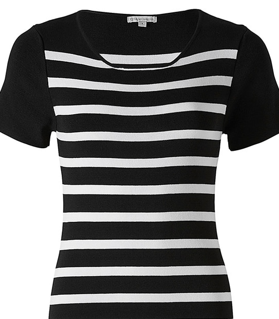 Stripe Knit Dress - Black / White
