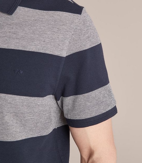 Fashion Block Stripe Polo Top