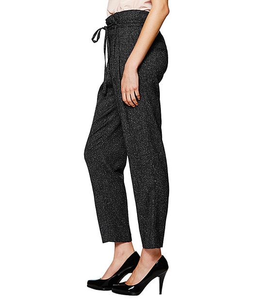Textured Peg Leg Pants - Grey
