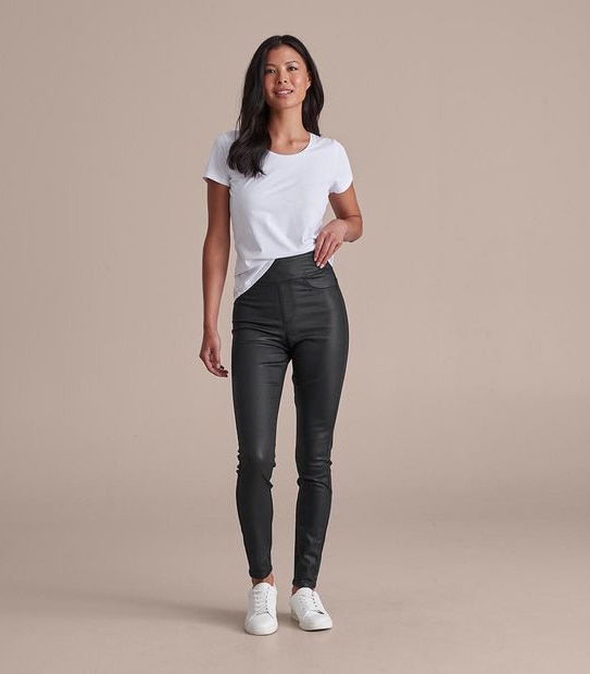 Lydia Coated High Rise Full Length Denim Jeggings 