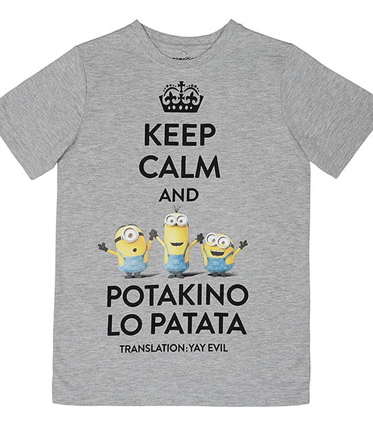 Boys' Minions Short Sleeve 'Keep Calm' Print T-Shirt