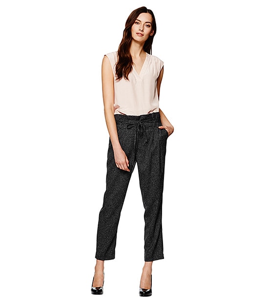 Textured Peg Leg Pants - Grey