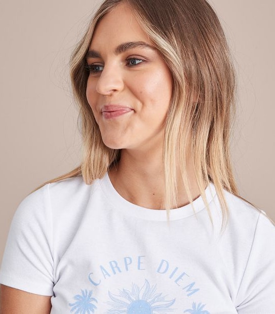 Lily Loves Print Baby Rib Crop T-Shirt