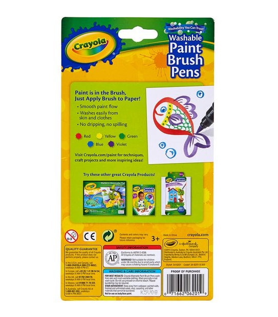 Crayola 5 Pack Washable Paint Brush Pens Classic Colours