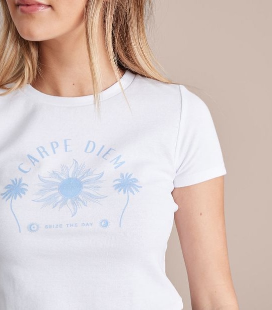 Lily Loves Print Baby Rib Crop T-Shirt