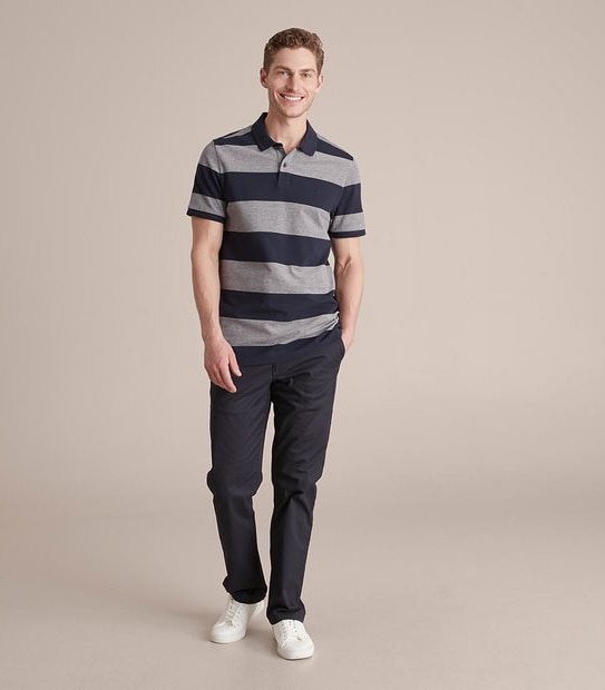 Fashion Block Stripe Polo Top