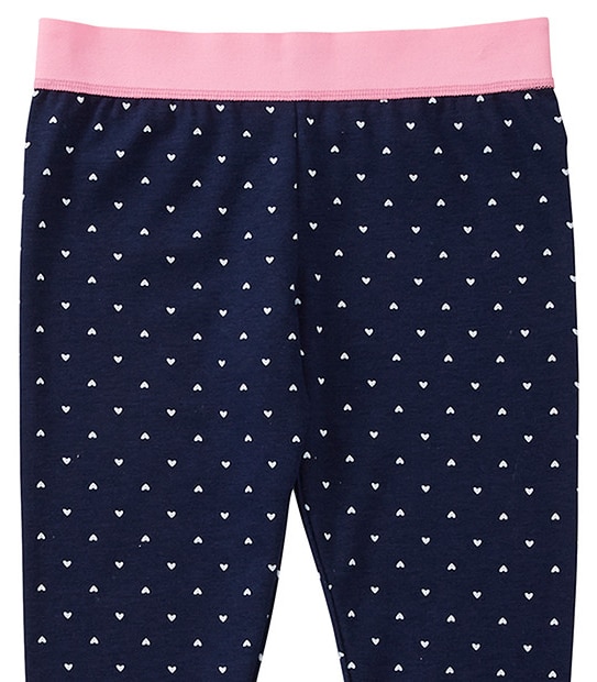 Girls' Sleep Leggings - Navy Hearts 2 of 3