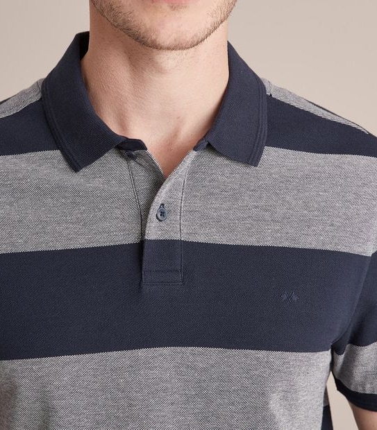 Fashion Block Stripe Polo Top