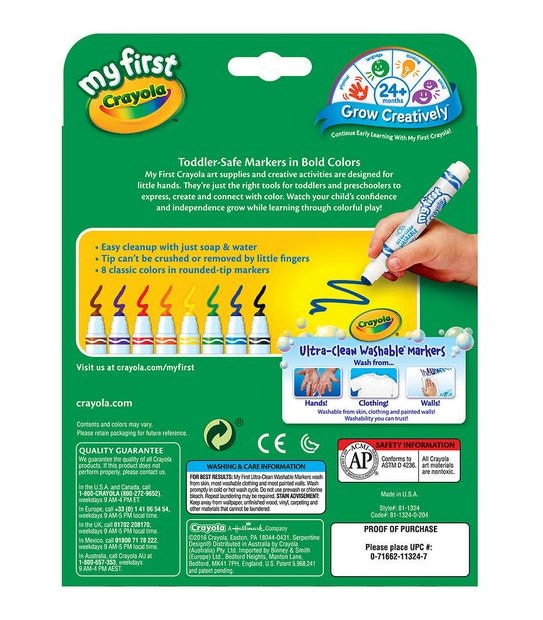 Crayola MyFirst Washable Markers - 8pcs. for Toddlers 12+ Months