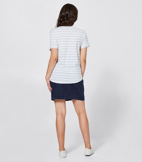Piping Hot T-Shirt- White/Green Stripe
