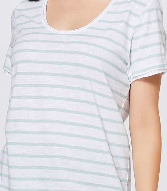 Piping Hot T-Shirt- White/Green Stripe